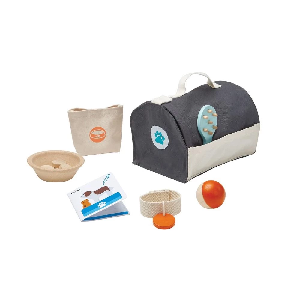 PlanToys Wooden Pet Care Set - Montessori Pretend Play Veterinary Kit

