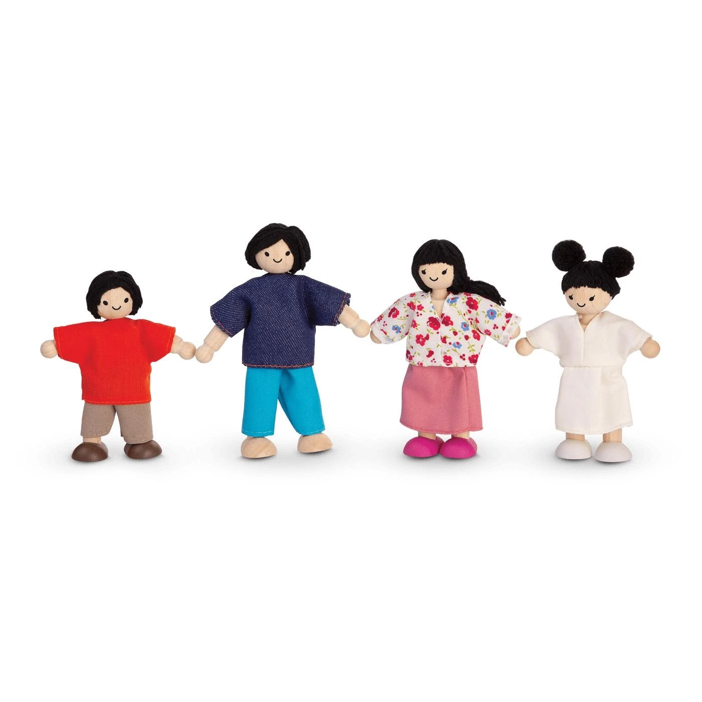 PlanToys Wooden Doll Family  Poseable Figures for Dollhouses